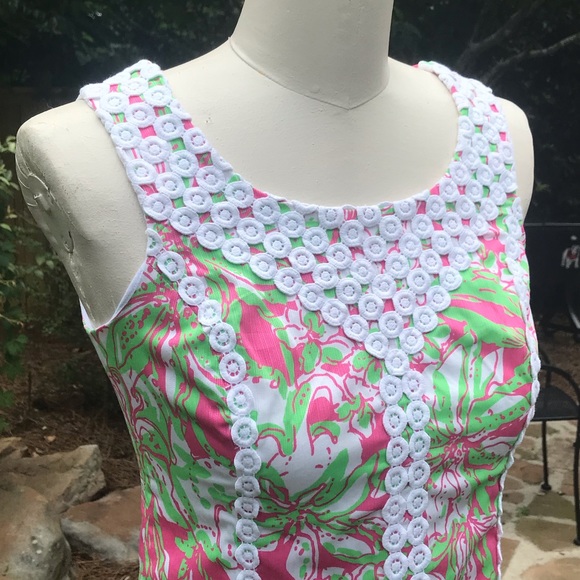 LILY PULITZER pink & green sheath dress sz 6 - Picture 4 of 13